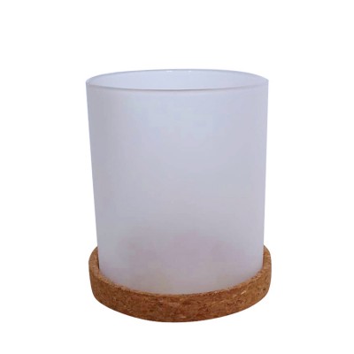 custom size color White frosted candle holder high borosilicate glass candle jar with lid