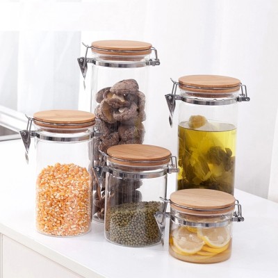 custom food storage container clear glass clip lid jar set