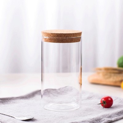 Factory price  glass jar with wood cork lid