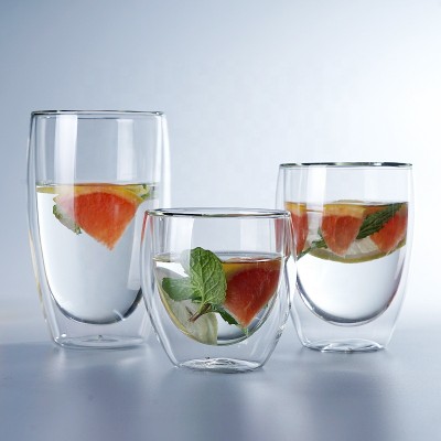 fancy design handmade double wall whiskey shot glass