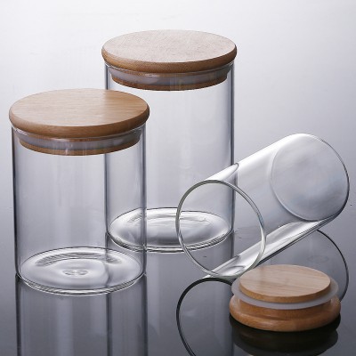 Best product 1000ml borosilicate round glass storage jars with lids