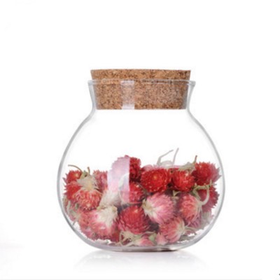 350ml factory price glass  candy jar with cork lid