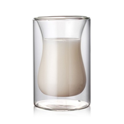 new design double wall glass cup for tea coffee milk